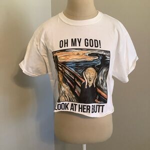 White Graphic Crop Top